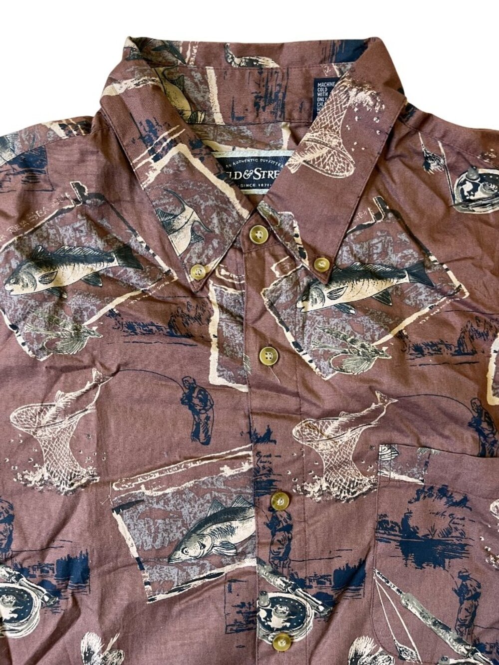 Field & Stream Long Sleeve Oxford Button Down Shirt Mens XL Brown Gorpcore Dad